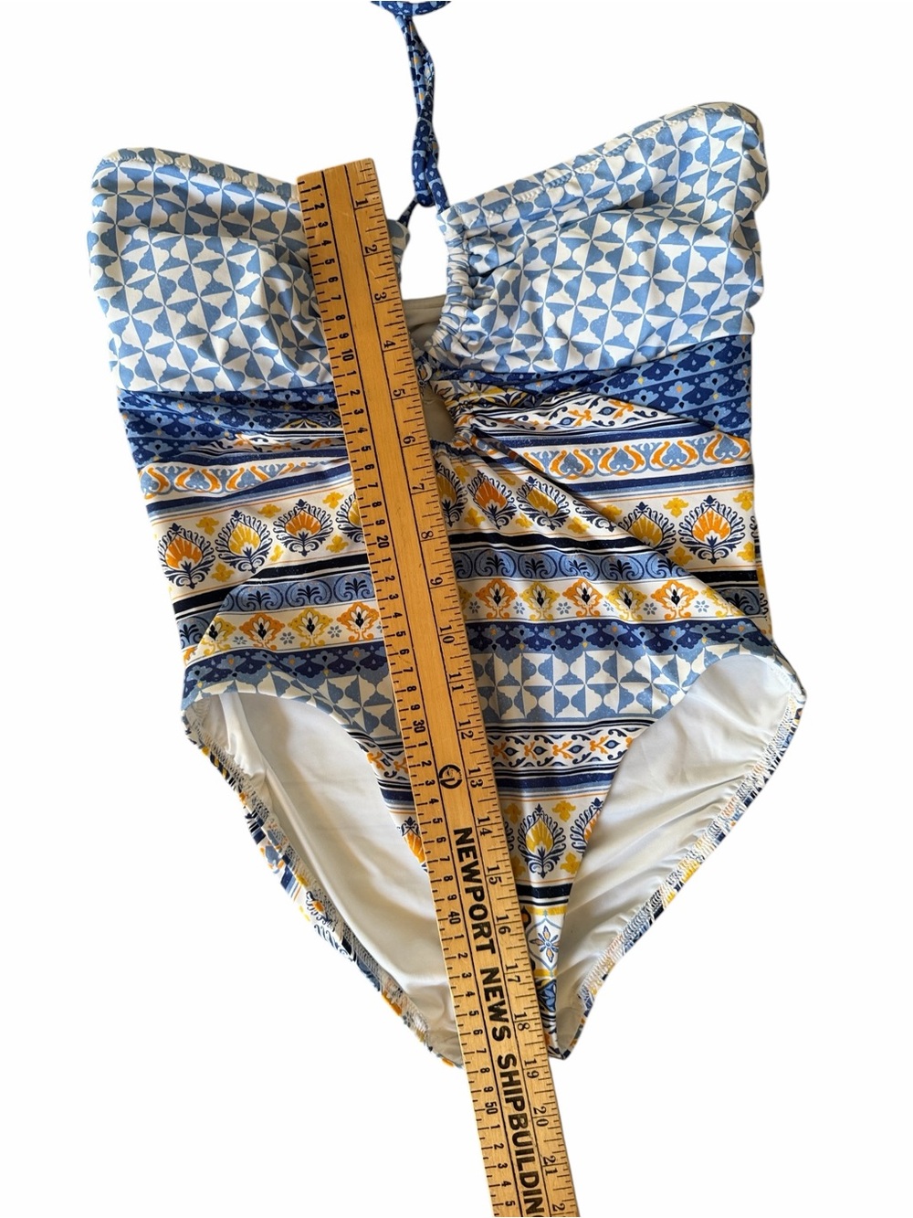 Lands' End Ruched Multi-Way V-Neck Halter High Leg One Piece Swimsuit Size 8 - Picture 10 of 10
